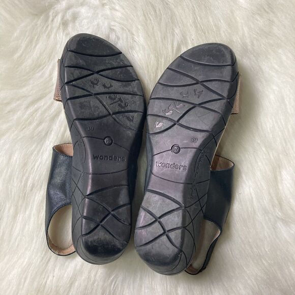 WONDERS Spain Leather Slingback Ankle Strap Snake Slide Sandal 39 EU US 8 Shoe - Picture 5 of 8